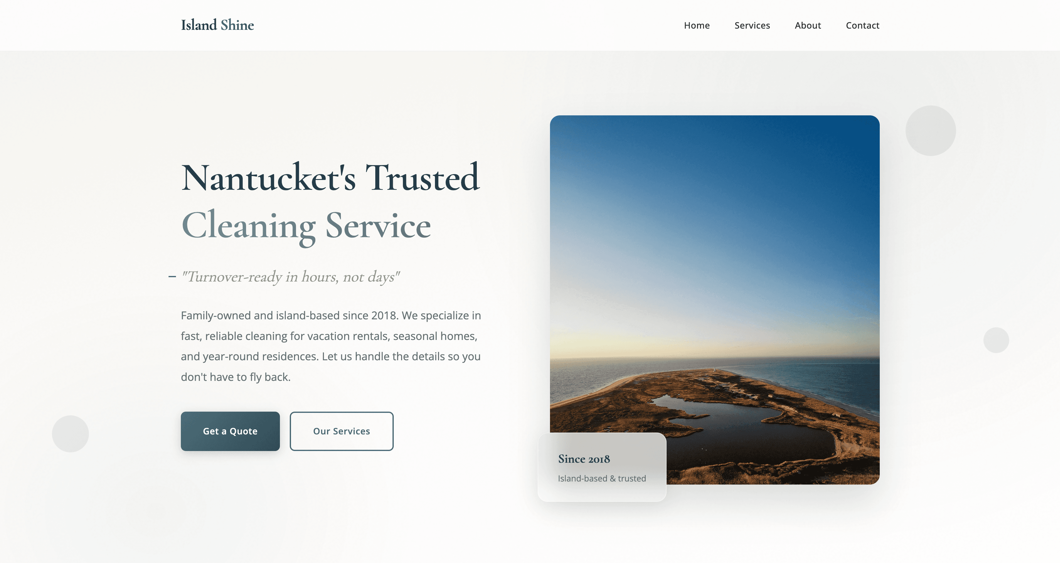 Island Shine Cleaning (example) website preview