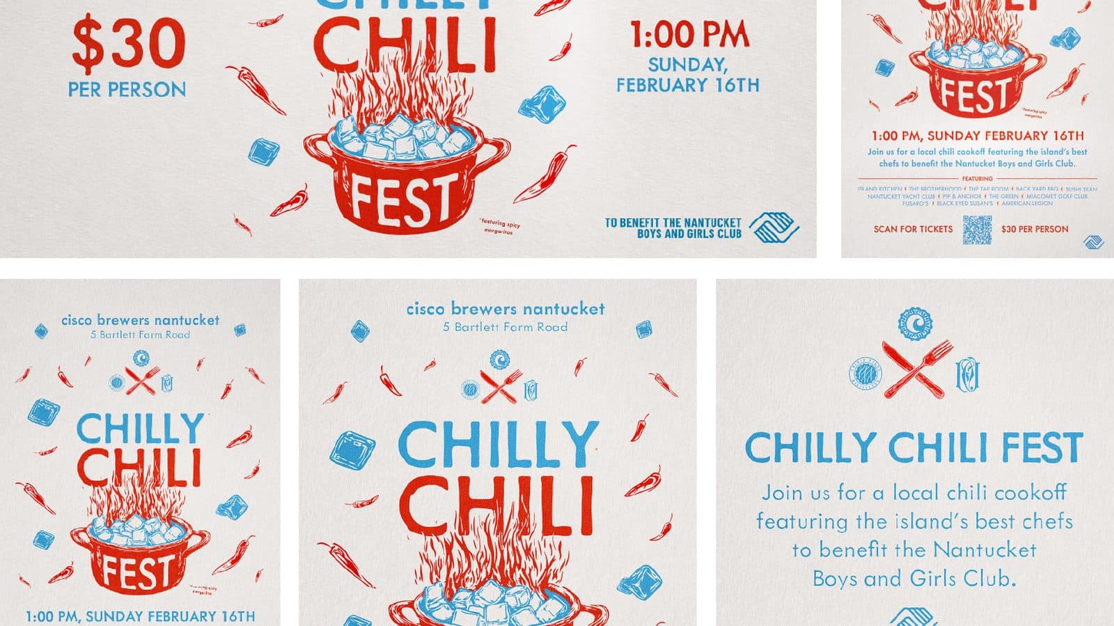 Cisco Brewers ChillyFest winter campaign artwork designed by Owen Hudson for the Nantucket brewery